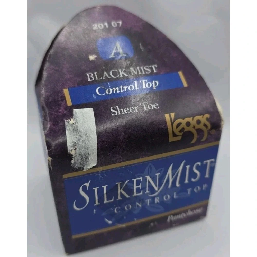 2 L'eggs Silken Mist Control Top Sheer Pantyhose Size A #20107 Black Mist